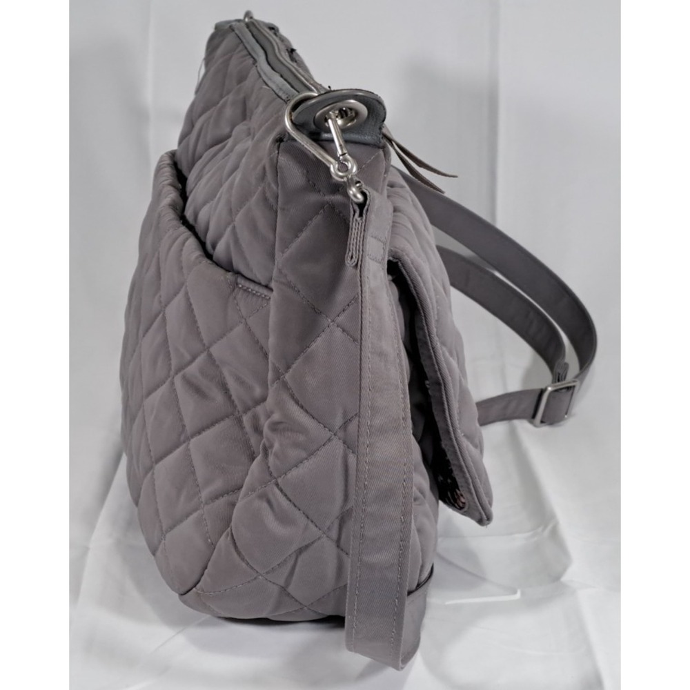 Vera Bradley Gray Quilted Crossbody Bag Floral Lining Adjustable Strap Messenger - Picture 7 of 11